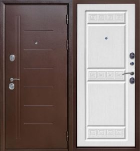 Двери входные Троя Медный антик 10 см белый ясень